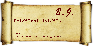 Balázsi Jolán névjegykártya